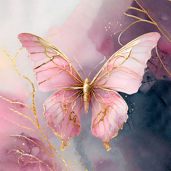 Panel motyl ze złotem wo54