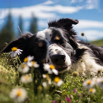 Panel pies Border collie śpiący na łące wd124