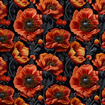 Panel kwiaty maki imitacja haftu wr150