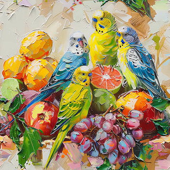 Panel ptaki papugi obraz olejny wb78