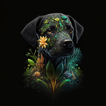 Panel pies i kwiaty wd146