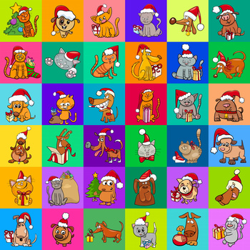 Panel WX139 świąteczne zwierzaki, pies, kot