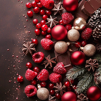 Panel słodkie święta, czekolada, maliny, ozdoby