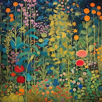 Panel kwiaty ogród w stylu Klimta wr120