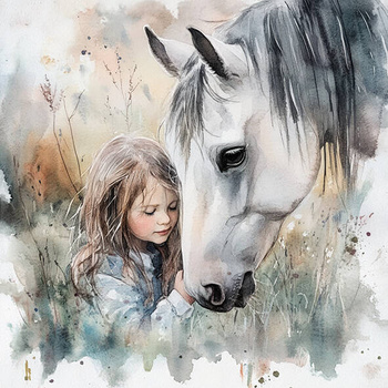 Panel koń i dziewczynka
