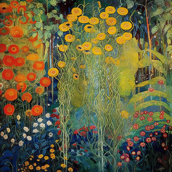 Panel kwiaty ogród w stylu Klimta wr115