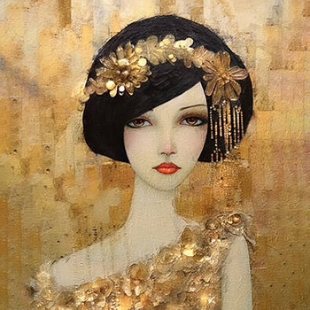 Panel twarz kobiety Złoty Gatsby wl97