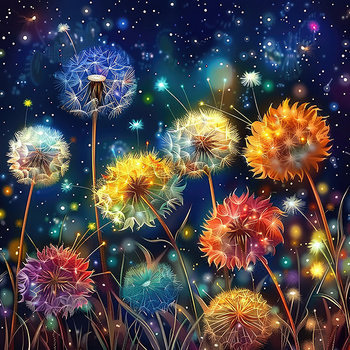 Panel kwiaty kolorowe dmuchawce wr269