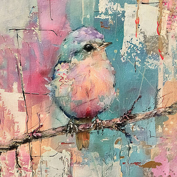 Panel ptaszek na gałązce wb117