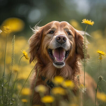 Panel pies Golden retriever na łące wd138