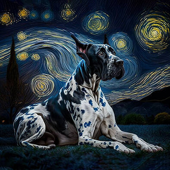 Panel pies dog niemiecki i gwiażdzista noc wd101