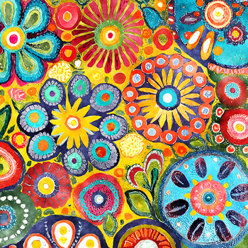 Panel kolorowe kwiaty malowane wr333