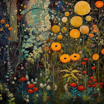 Panel kwiaty ogród w stylu Klimta wr116