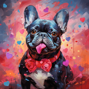 Panel pies buldog francuski i serduszka wd145