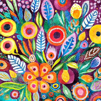 Panel kolorowe kwiaty malowane wr340