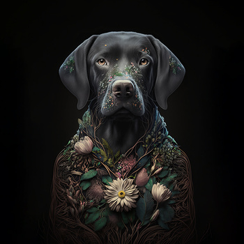 Panel pies i kwiaty wd150