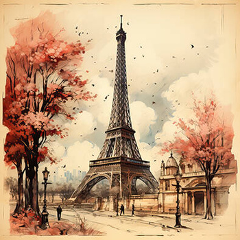 Panel Paryż vintage wieża Eiffel wtr11