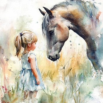 Panel koń i dziewczynka