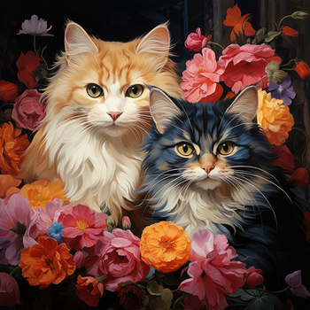 Panel koty w kwiatach wk245