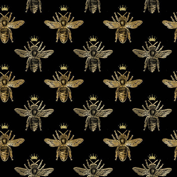Panel złote królowe pszczół na czarnym wo12