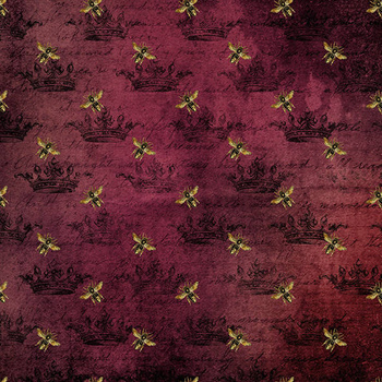 Panel pszczoły i korony na fiolecie vintage wo41