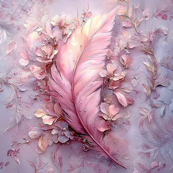 Panel kompozycja z różowym piórkiem wb132