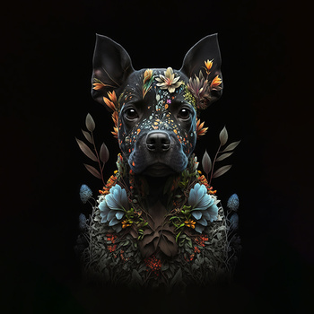 Panel pies i kwiaty wd148