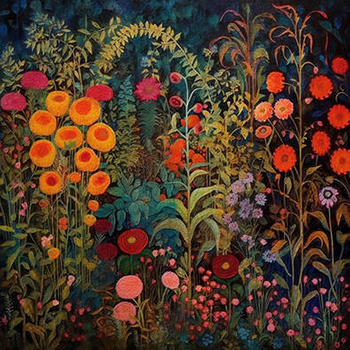 Panel kwiaty ogród w stylu Klimta wr111