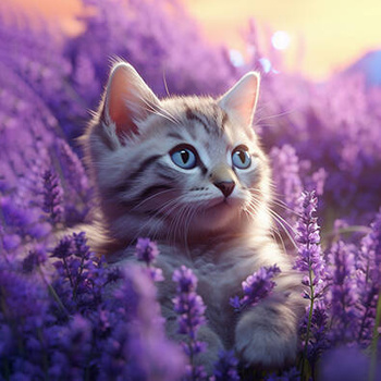 Panel kociak w lawendzie wk201