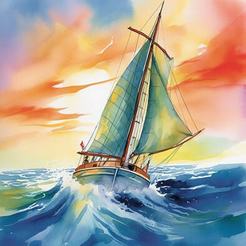 Panel żaglówka akwarela wx33