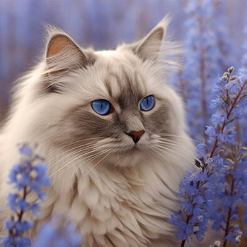 Panel kot Ragdoll w lawendzie wk206