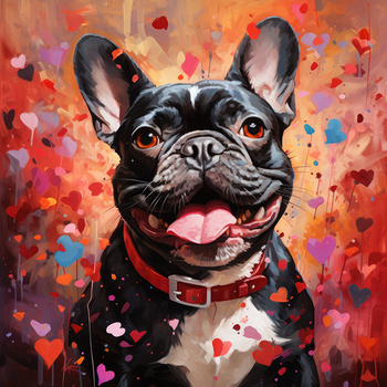 Panel pies buldog francuski i serduszka wd142