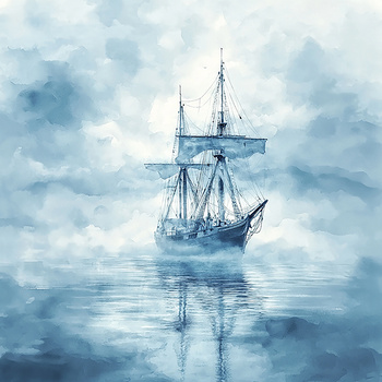 Panel żaglowiec we mgle wx57