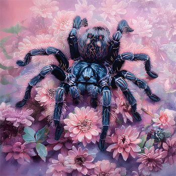 Panel pająk i kwiaty wo74