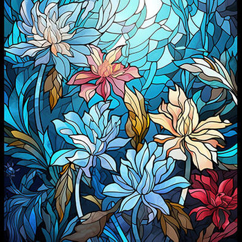 Panel kwiaty gwiazda betlejemska witraż