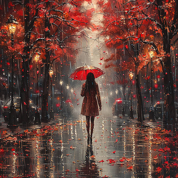 Panel kobieta z czerwonym parasolem wl125