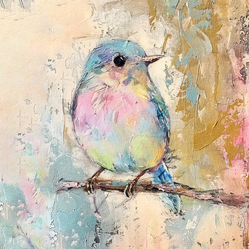 Panel ptaszek na gałązce wb114