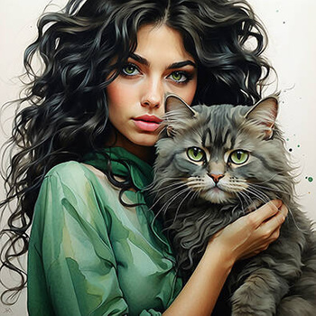 Panel kobieta z kotem wl103