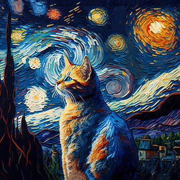Panel kot w gwiaździstą noc wk162