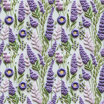 Panel kwiaty lawenda imitacja haftu wr149