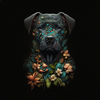 Panel pies i kwiaty wd153