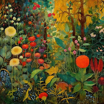 Panel kwiaty ogród w stylu Klimta wr122