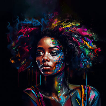Panel twarz czarnoskórej kobiety w kolorach wl76