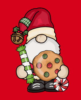 Panel na maskotkę św. Mikołaj z ciastkiem i cukierkiem czerwone tło