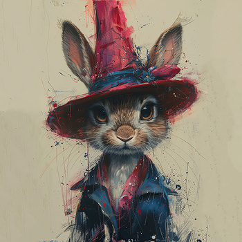 Panel królik w kapeluszu wlk50