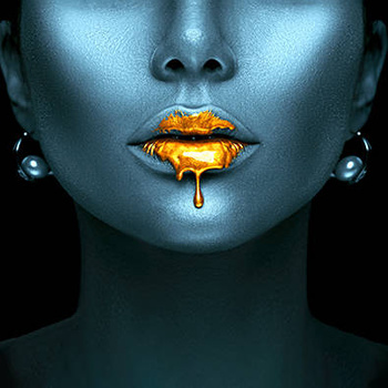 Panel twarz kobiety złote usta wl34