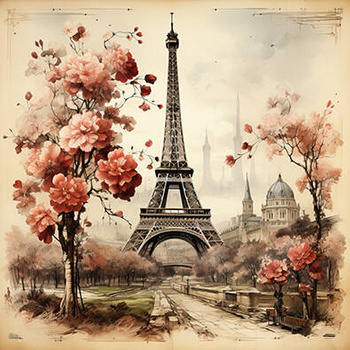 Panel Paryż vintage wieża Eiffel wtr7