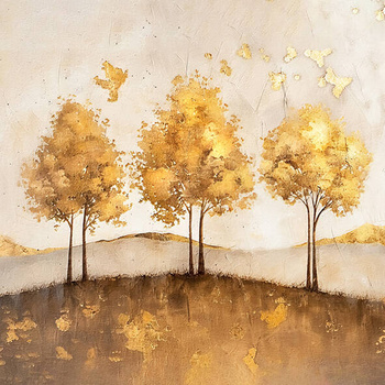 Panel złoty krajobraz, drzewa wfm283