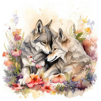 Panel wilki i kwiaty wf20