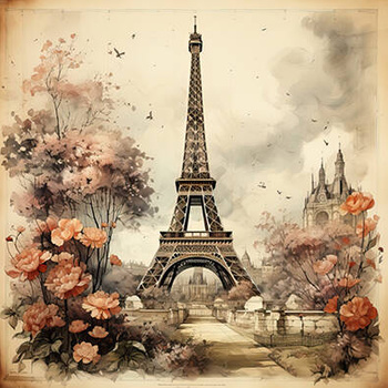 Panel Paryż vintage wieża Eiffel wtr4